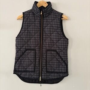 J. Crew XS Quilted Vest Gingham Check‎ Barn Puffer Lightweight Layer Sleeveless